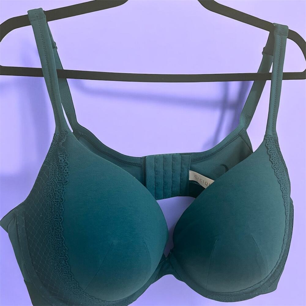 Lane Bryant Cacique Boost Plunge Bra Sz 44DDD Triple D Plus Size Cotton Spandex‎